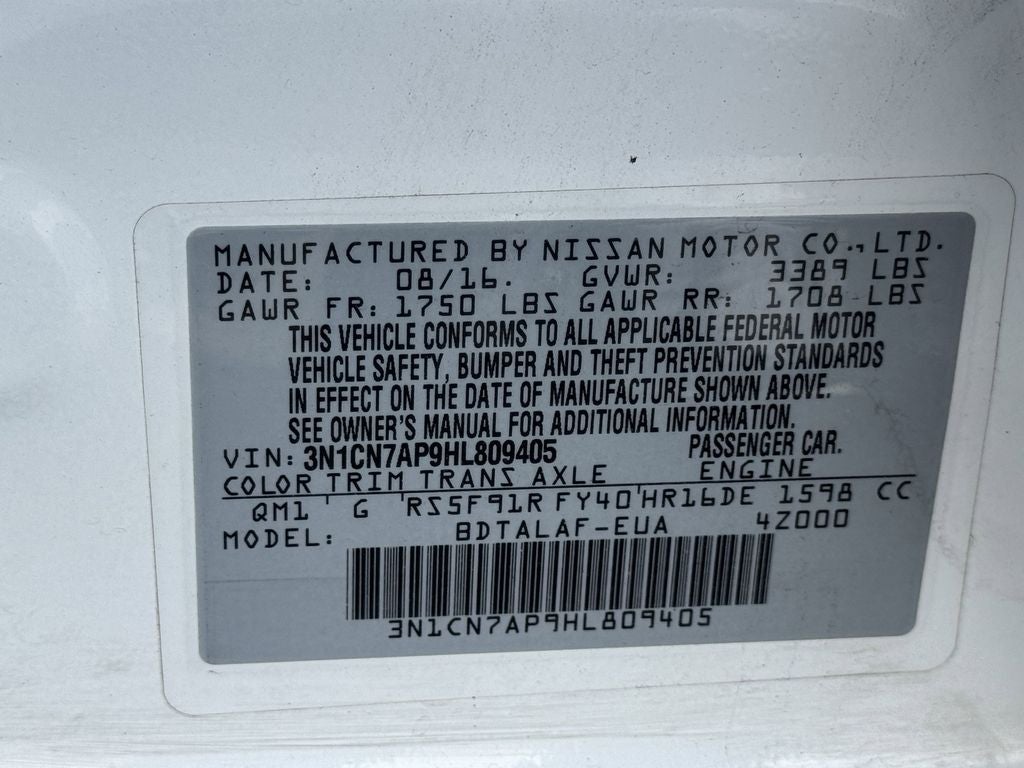 2017 Nissan Versa 1.6 S